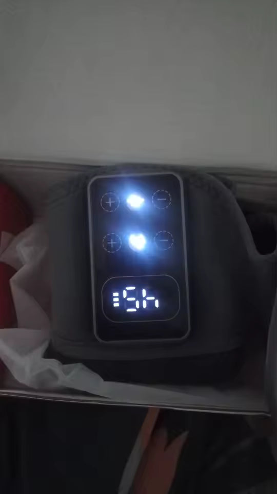 Customer photo of a MotionNest massage wrap with illuminated controller